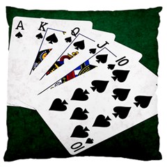 Poker Hands   Royal Flush Spades Large Flano Cushion Case (one Side) by FunnyCow