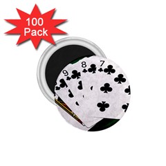 Poker Hands   Straight Flush Clubs 1 75  Magnets (100 Pack)  by FunnyCow