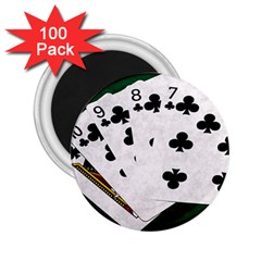 Poker Hands   Straight Flush Clubs 2 25  Magnets (100 Pack)  by FunnyCow