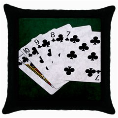 Poker Hands   Straight Flush Clubs Throw Pillow Case (black) by FunnyCow