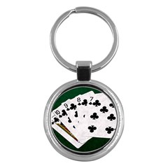 Poker Hands   Straight Flush Clubs Key Chains (round)  by FunnyCow