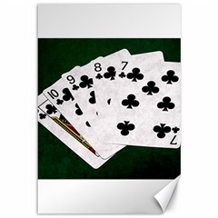 Poker Hands   Straight Flush Clubs Canvas 12  X 18   by FunnyCow