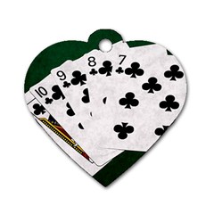 Poker Hands   Straight Flush Clubs Dog Tag Heart (two Sides) by FunnyCow