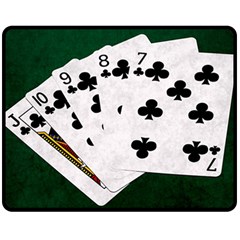 Poker Hands   Straight Flush Clubs Fleece Blanket (medium)  by FunnyCow