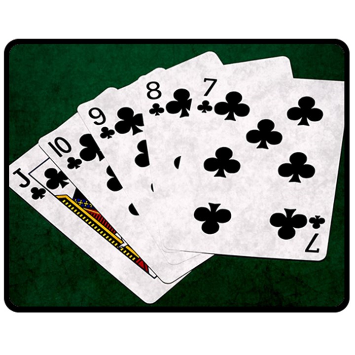 Poker Hands   Straight Flush Clubs Fleece Blanket (Medium) 