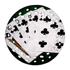 Poker Hands   Straight Flush Clubs Ornament (round Filigree)