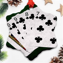 Poker Hands   Straight Flush Clubs Ornament (snowflake) by FunnyCow