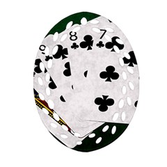 Poker Hands   Straight Flush Clubs Ornament (oval Filigree) by FunnyCow