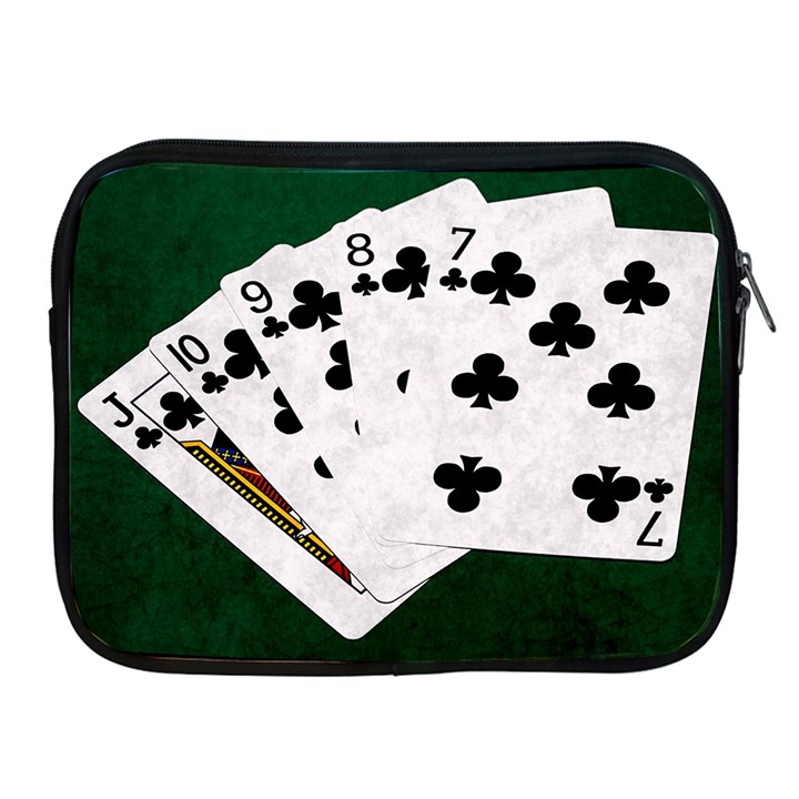 Poker Hands   Straight Flush Clubs Apple iPad 2/3/4 Zipper Cases