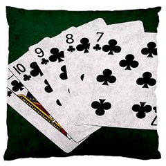 Poker Hands   Straight Flush Clubs Large Flano Cushion Case (one Side) by FunnyCow