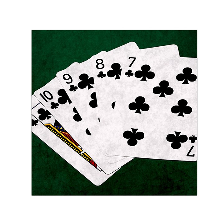 Poker Hands   Straight Flush Clubs Small Satin Scarf (Square)