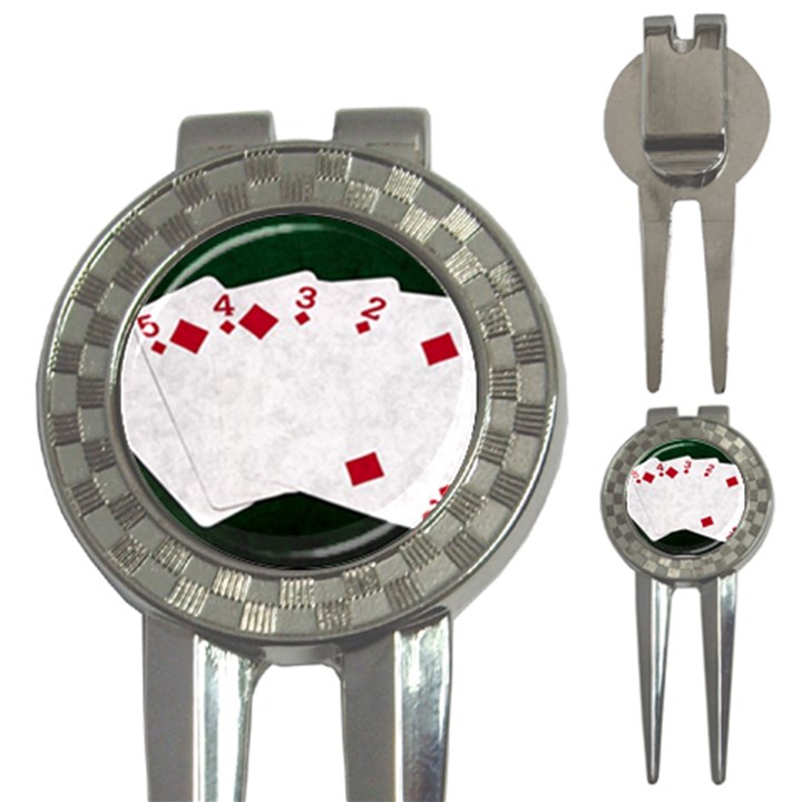 Poker Hands   Straight Flush Diamonds 3-in-1 Golf Divots