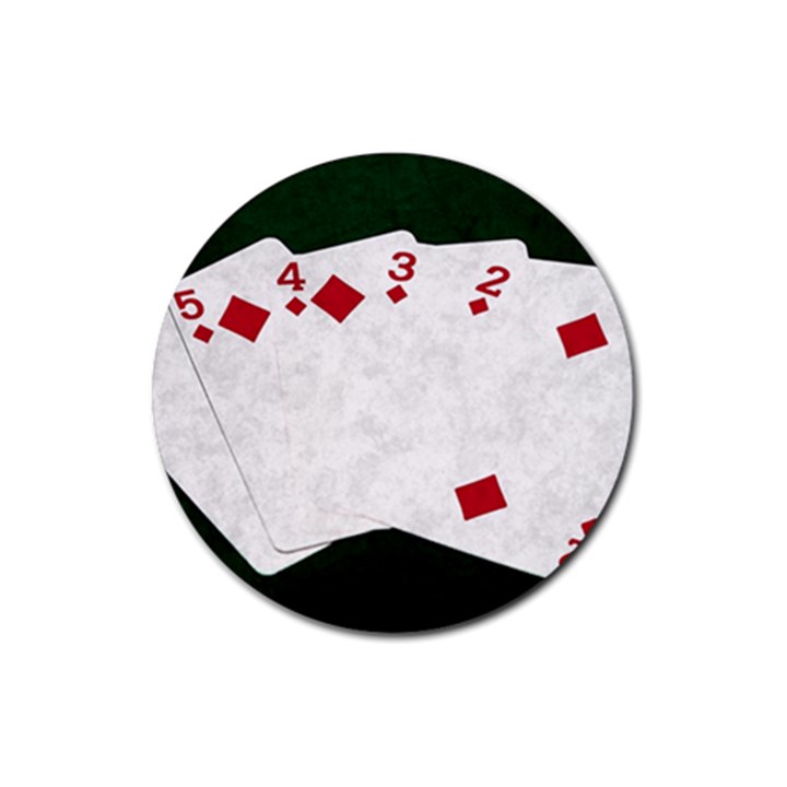 Poker Hands   Straight Flush Diamonds Rubber Coaster (Round) 