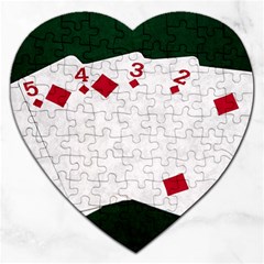 Poker Hands   Straight Flush Diamonds Jigsaw Puzzle (heart) by FunnyCow