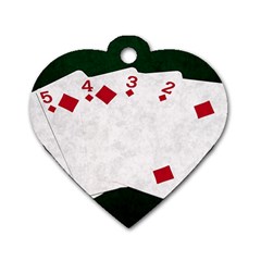 Poker Hands   Straight Flush Diamonds Dog Tag Heart (one Side) by FunnyCow