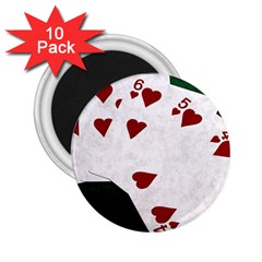 Poker Hands Straight Flush Hearts 2 25  Magnets (10 Pack)  by FunnyCow