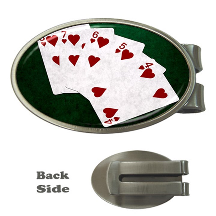 Poker Hands Straight Flush Hearts Money Clips (Oval) 