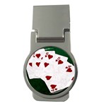 Poker Hands Straight Flush Hearts Money Clips (Round)  Front