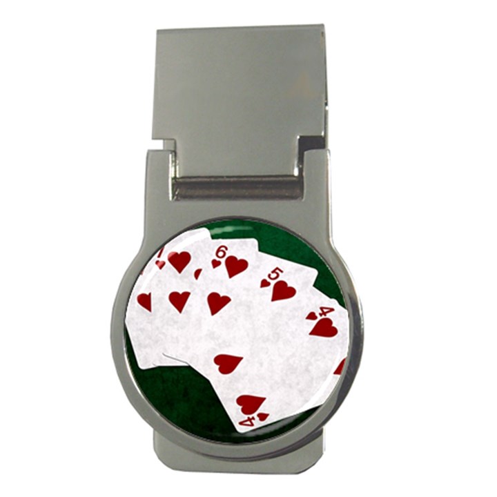 Poker Hands Straight Flush Hearts Money Clips (Round) 