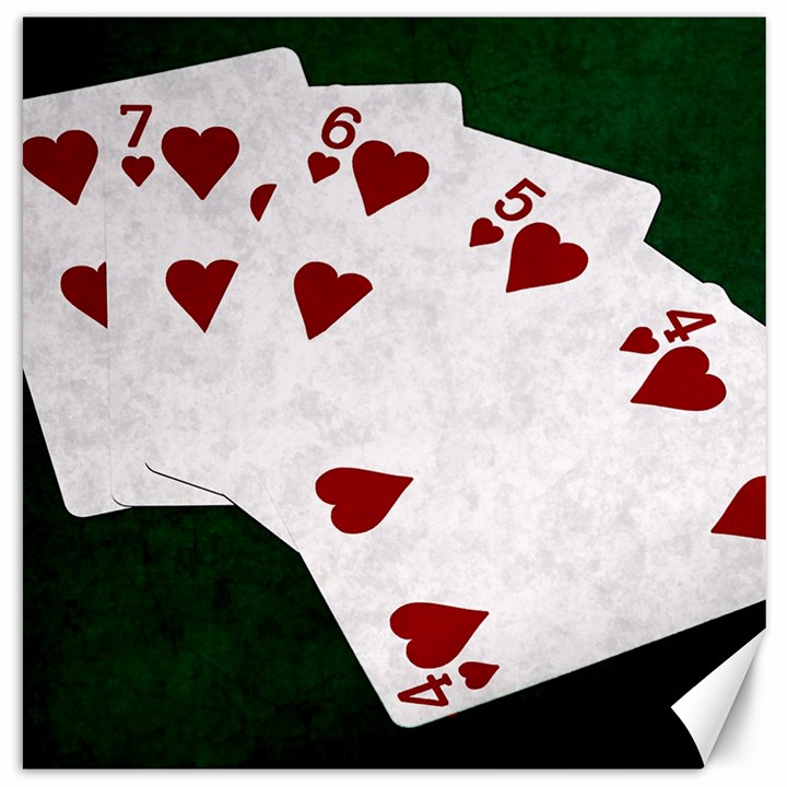 Poker Hands Straight Flush Hearts Canvas 20  x 20  