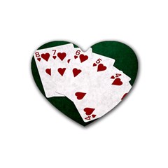 Poker Hands Straight Flush Hearts Rubber Coaster (heart)  by FunnyCow