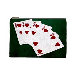 Poker Hands Straight Flush Hearts Cosmetic Bag (large)  by FunnyCow