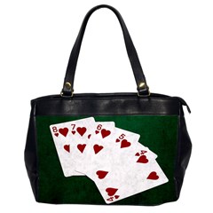 Poker Hands Straight Flush Hearts Office Handbags (2 Sides)  by FunnyCow