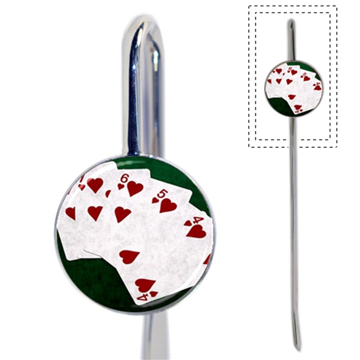 Poker Hands Straight Flush Hearts Book Mark