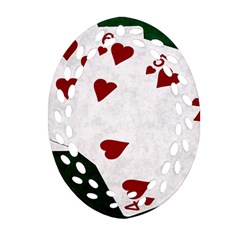 Poker Hands Straight Flush Hearts Ornament (oval Filigree) by FunnyCow