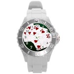 Poker Hands Straight Flush Hearts Round Plastic Sport Watch (L) Front