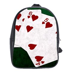 Poker Hands Straight Flush Hearts School Bag (xl) by FunnyCow