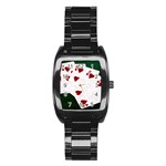 Poker Hands Straight Flush Hearts Stainless Steel Barrel Watch Front