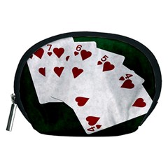 Poker Hands Straight Flush Hearts Accessory Pouches (medium)  by FunnyCow