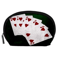 Poker Hands Straight Flush Hearts Accessory Pouches (large)  by FunnyCow