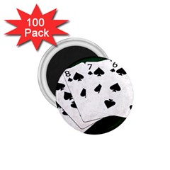 Poker Hands Straight Flush Spades 1 75  Magnets (100 Pack)  by FunnyCow