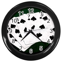 Poker Hands Straight Flush Spades Wall Clocks (black) by FunnyCow