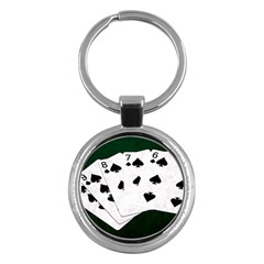 Poker Hands Straight Flush Spades Key Chains (round)  by FunnyCow