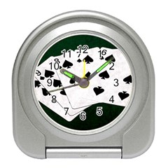 Poker Hands Straight Flush Spades Travel Alarm Clocks by FunnyCow