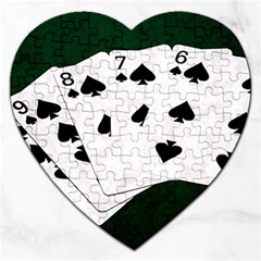 Poker Hands Straight Flush Spades Jigsaw Puzzle (heart) by FunnyCow