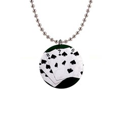 Poker Hands Straight Flush Spades Button Necklaces by FunnyCow