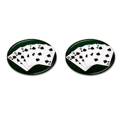 Poker Hands Straight Flush Spades Cufflinks (oval) by FunnyCow