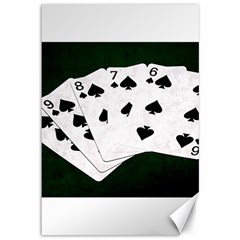 Poker Hands Straight Flush Spades Canvas 12  X 18   by FunnyCow