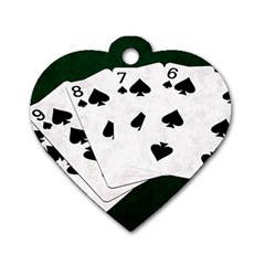 Poker Hands Straight Flush Spades Dog Tag Heart (two Sides) by FunnyCow