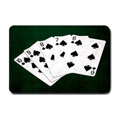 Poker Hands Straight Flush Spades Small Doormat  by FunnyCow