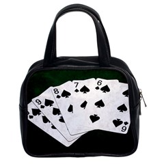 Poker Hands Straight Flush Spades Classic Handbags (2 Sides) by FunnyCow