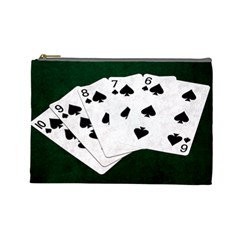 Poker Hands Straight Flush Spades Cosmetic Bag (large)  by FunnyCow