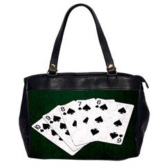 Poker Hands Straight Flush Spades Office Handbags (2 Sides)  by FunnyCow