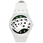 Poker Hands Straight Flush Spades Round Plastic Sport Watch (M) Front