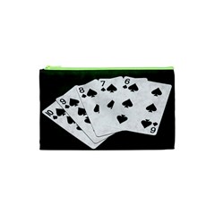 Poker Hands Straight Flush Spades Cosmetic Bag (xs) by FunnyCow