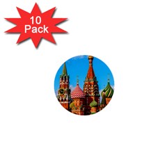 Moscow Kremlin And St  Basil Cathedral 1  Mini Buttons (10 Pack)  by FunnyCow